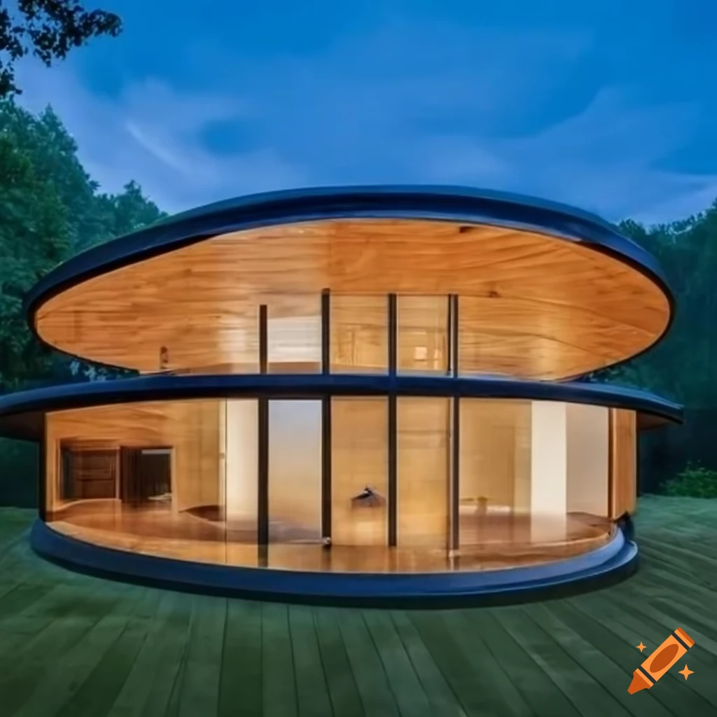 modern house with rounded corners made of solid wood