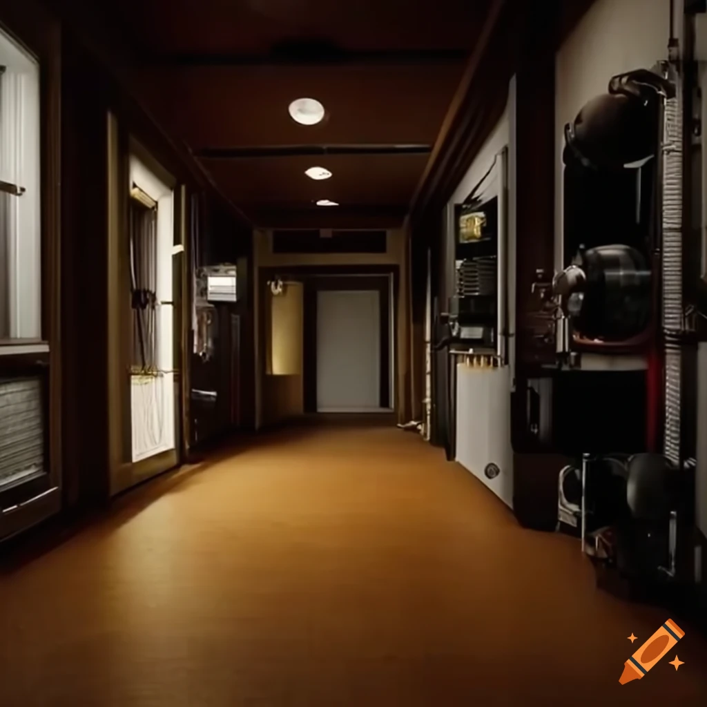 corridor with recording studio and laboratory