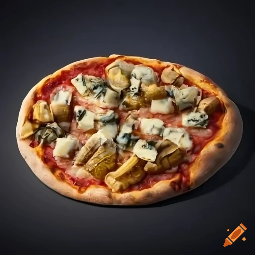 gourmet pizza with pineapple, walnuts, and gorgonzola