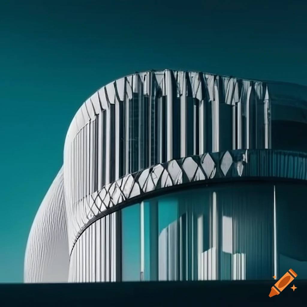 white curvilinear buildings with glass fence
