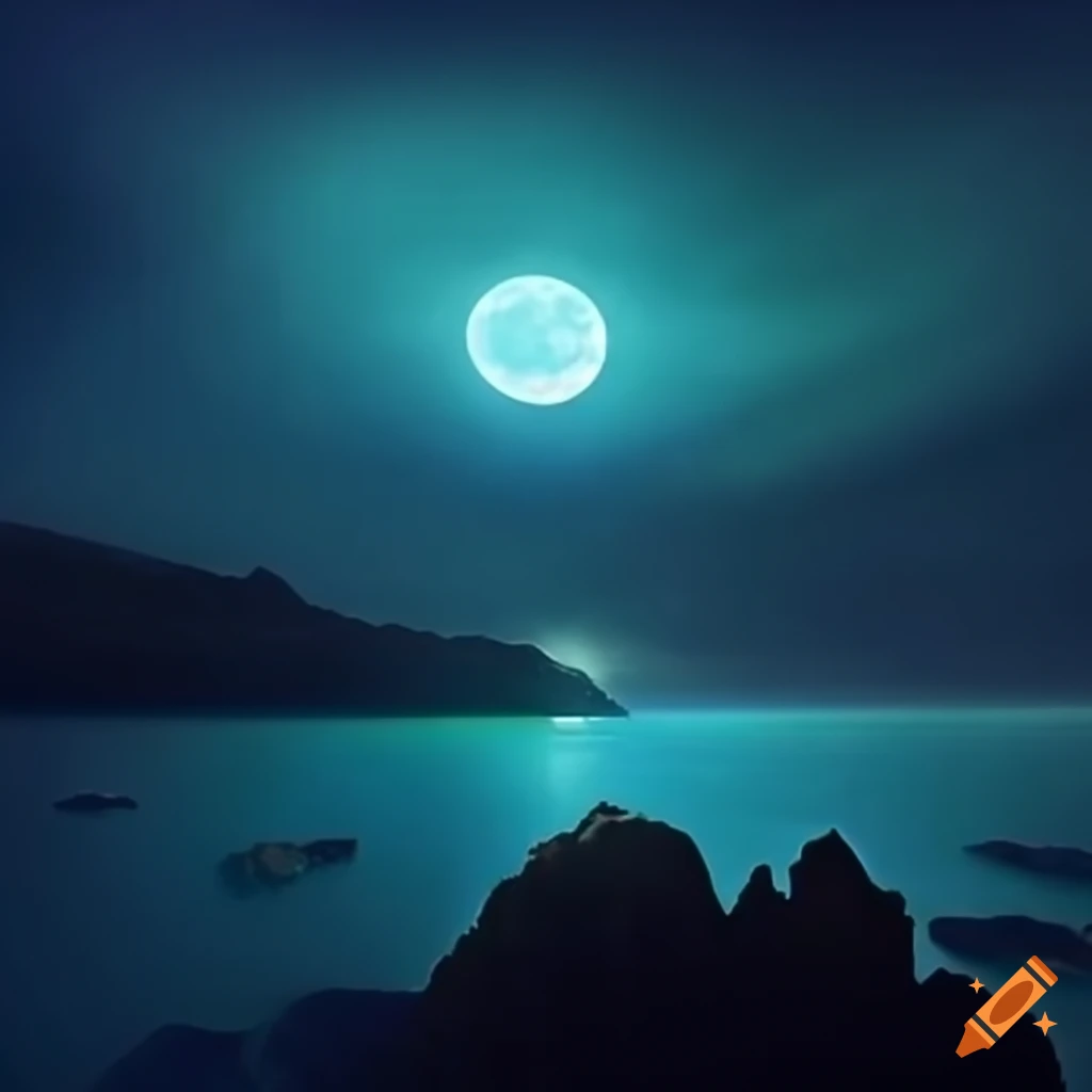thumbnail of a moonlit coastal landscape with a rugged cliffside