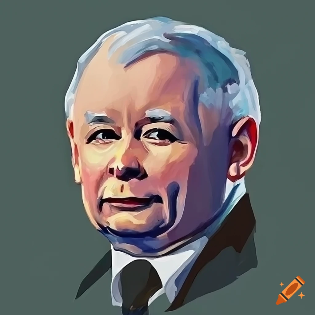 social realist portrait of Jaroslaw Kaczynski