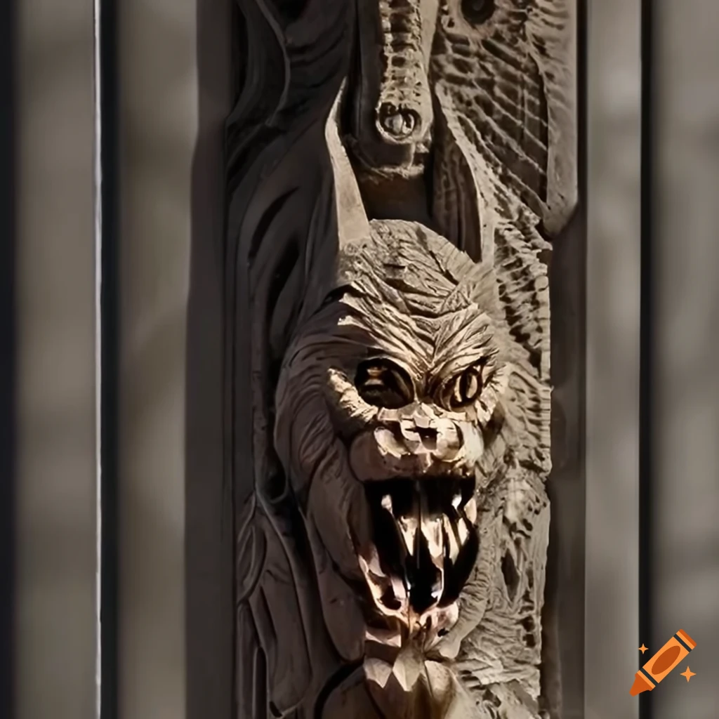 detailed carving of a moth with ripple facets