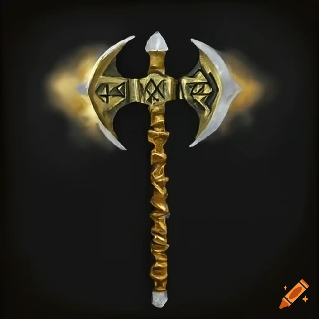 image of a magical golden battleaxe