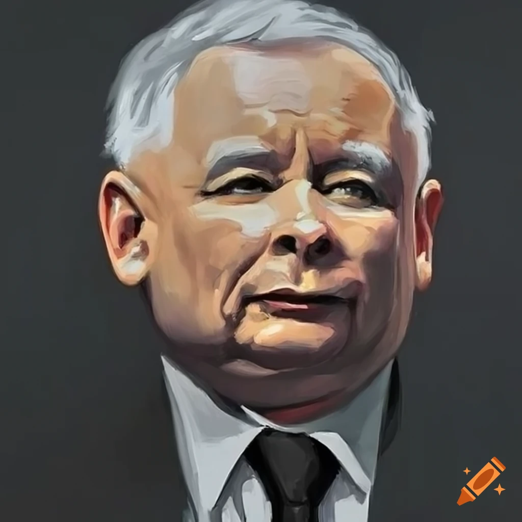 social realist style portrait of Jaroslaw Kaczynski