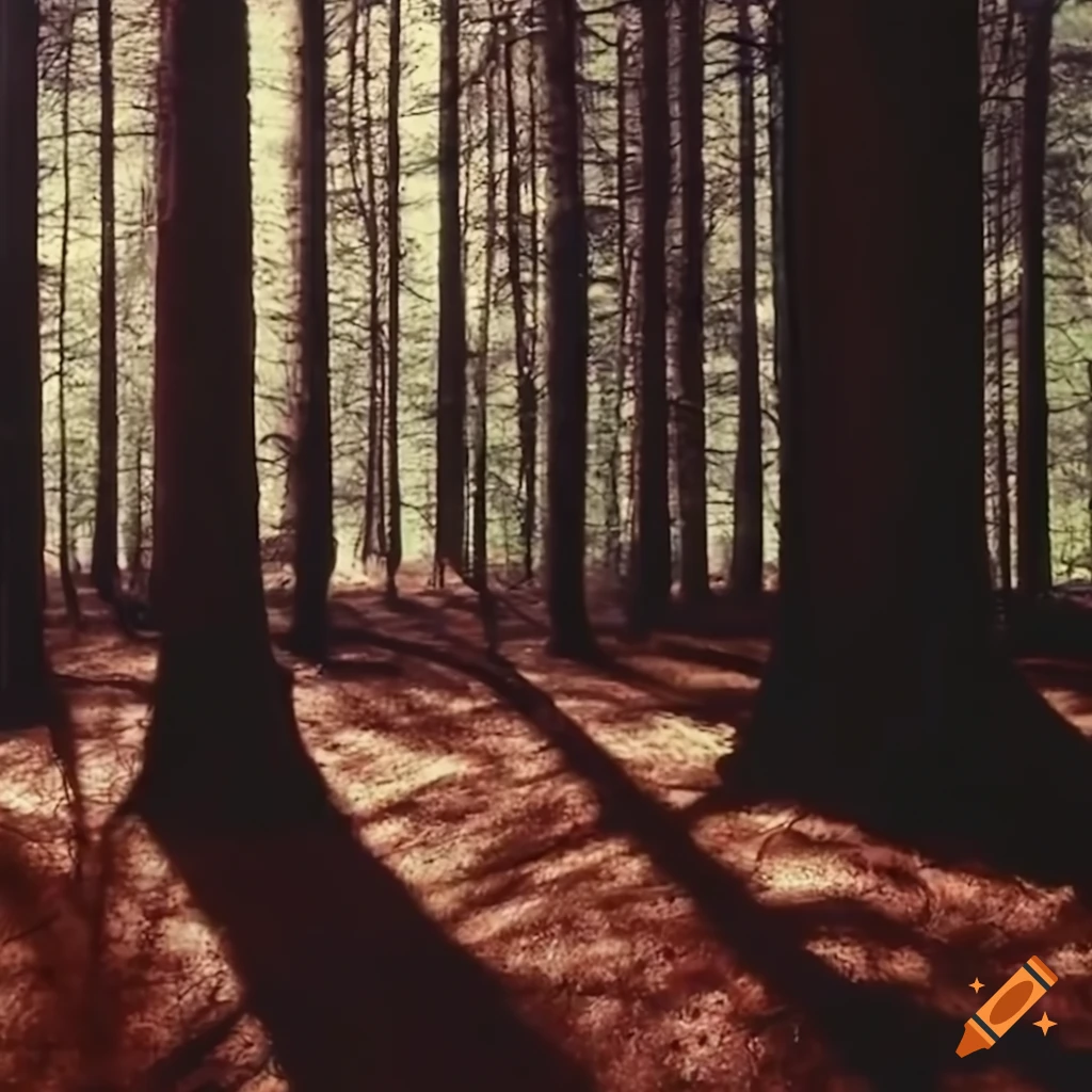 vintage forest scene with analog aesthetics