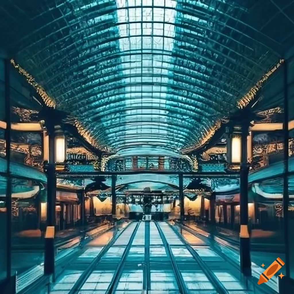 modern glass train station combined with a Japanese temple