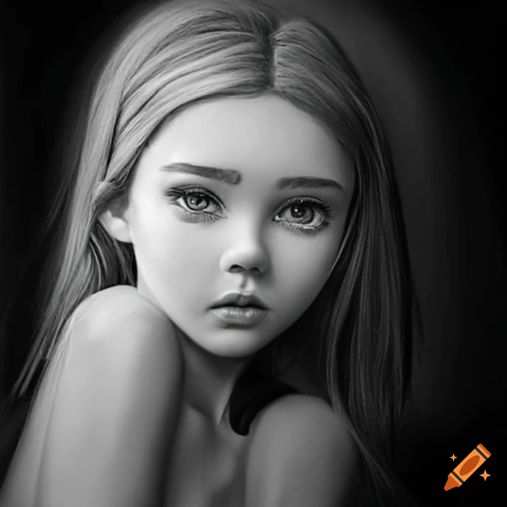 realistic pencil art of a girl with lifelike detail