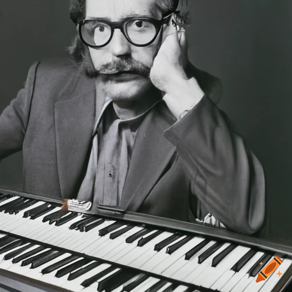 photo of a man presenting a synthesizer