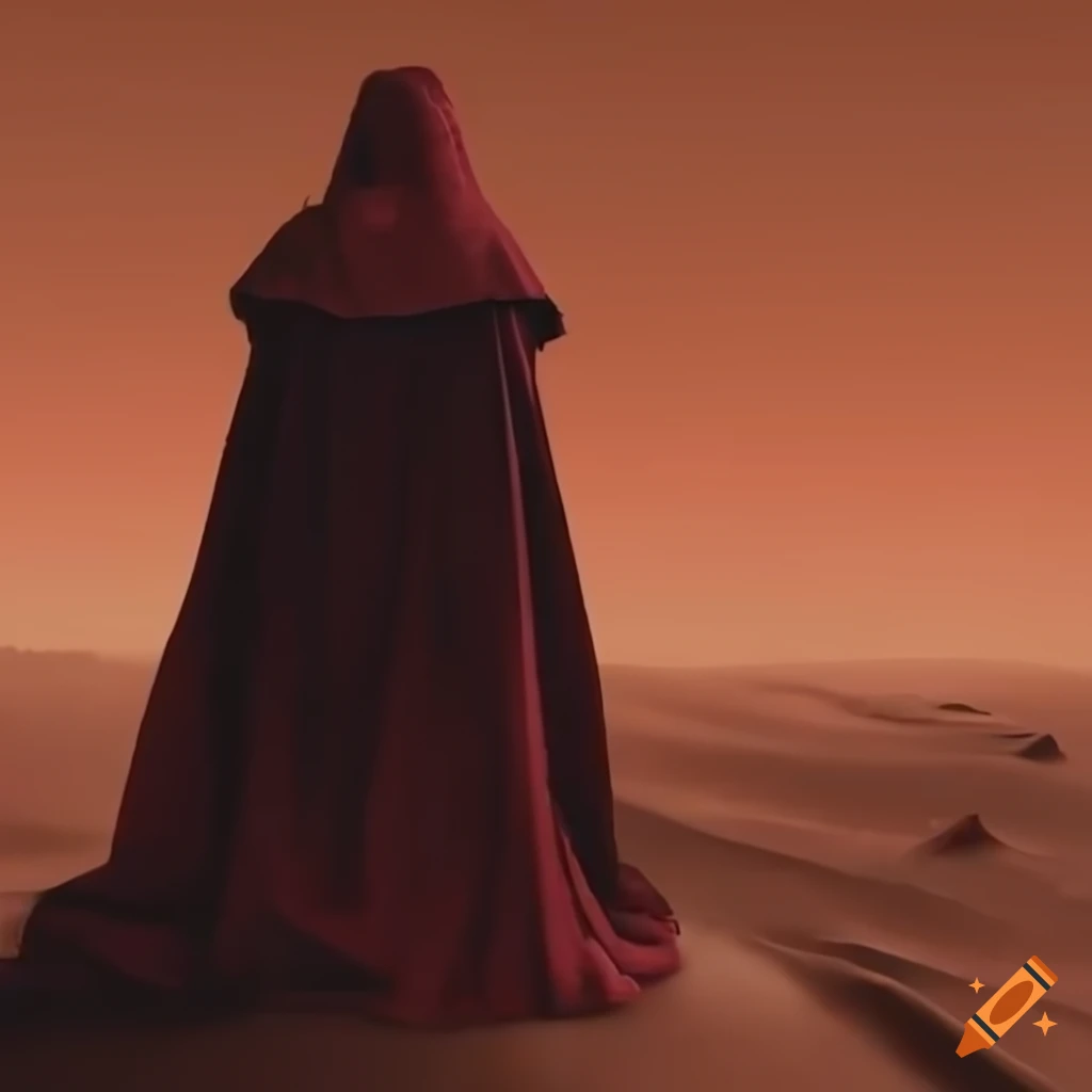 artistic interpretation of red-cloaked medieval plague doctors in Mars
