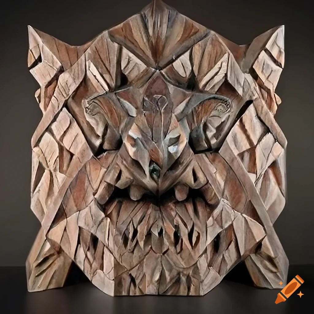 detailed carving of a moth in architectural style
