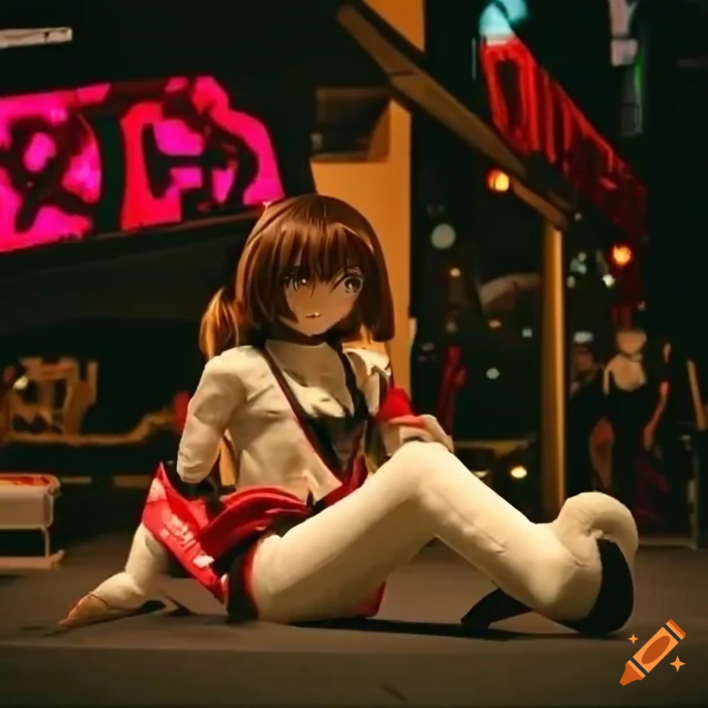 plush of a cyberpunk anime girl sitting down