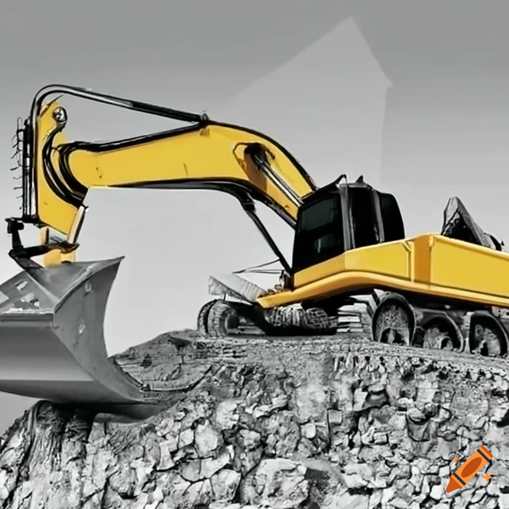 yellow excavator in action