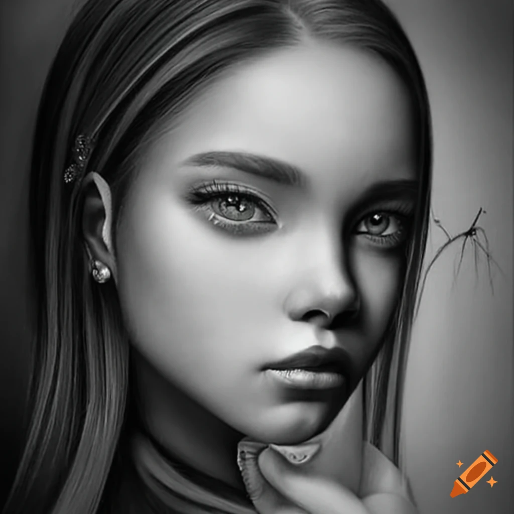 realistic pencil art of a girl with lifelike detail