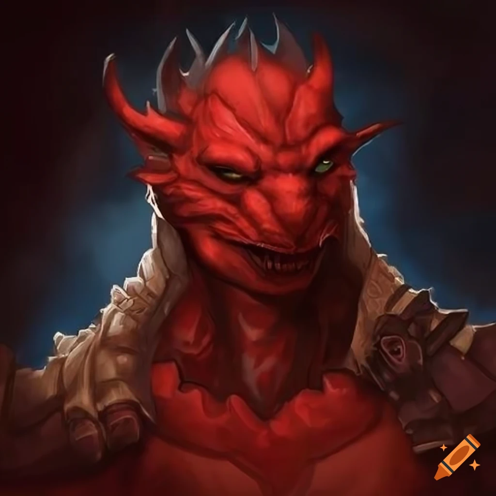 character art of a Red Dragonborn rogue