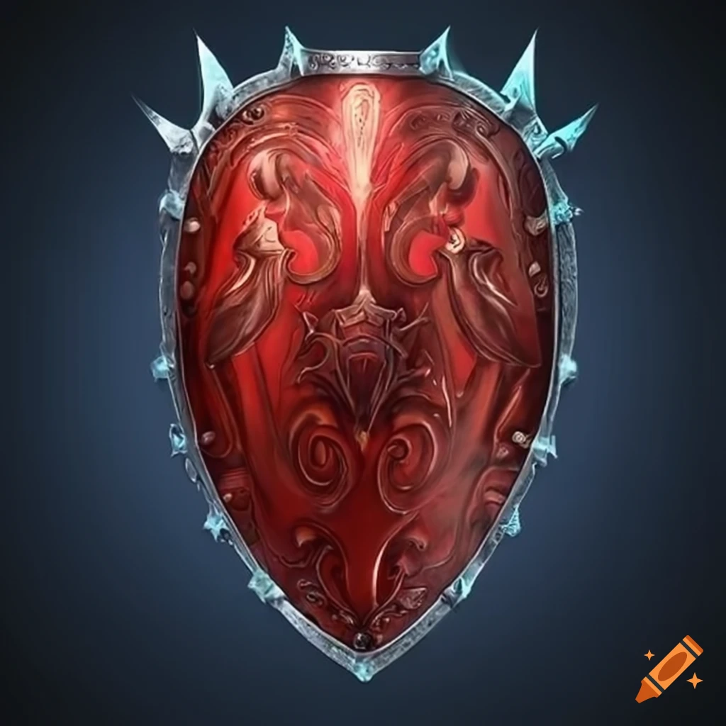 red shining fantasy shield