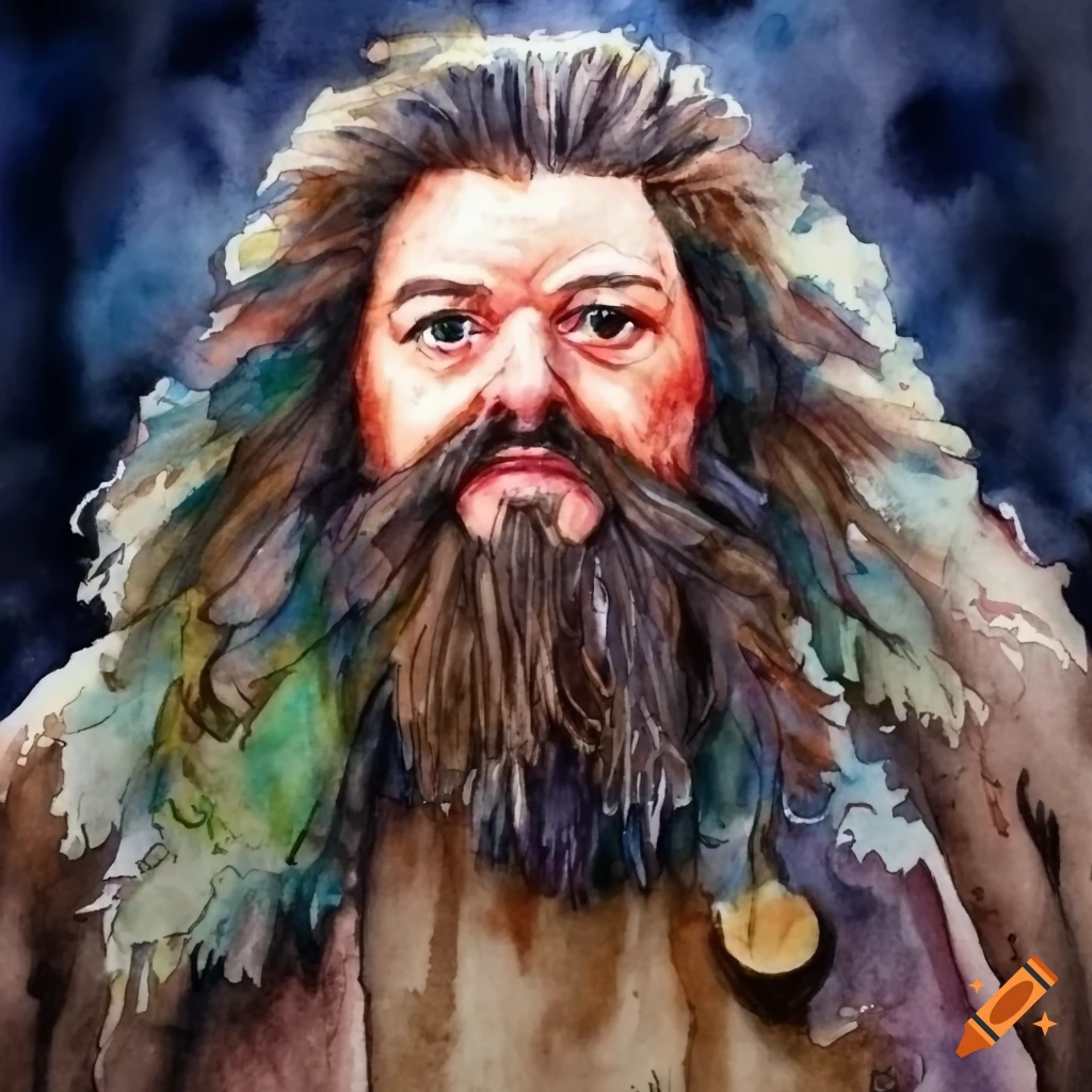 watercolor painting of Hagrid