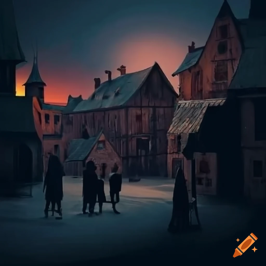 image of a medieval village with a brewery