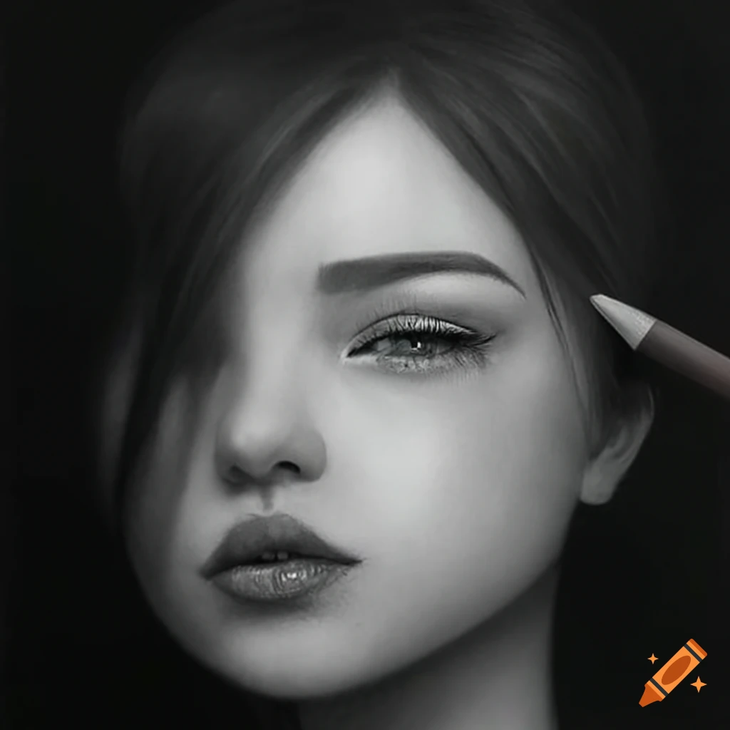realistic pencil art of a girl with lifelike detail