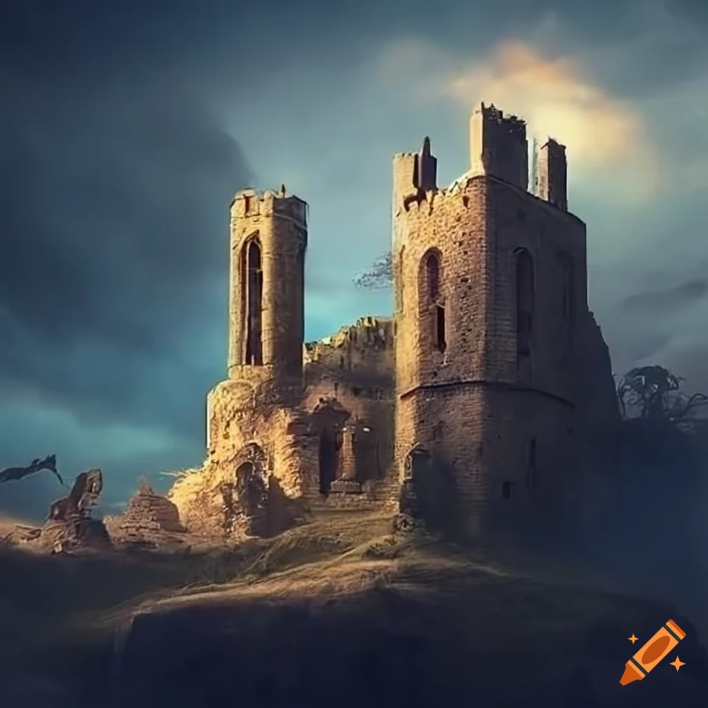 a picture of a ruined castle