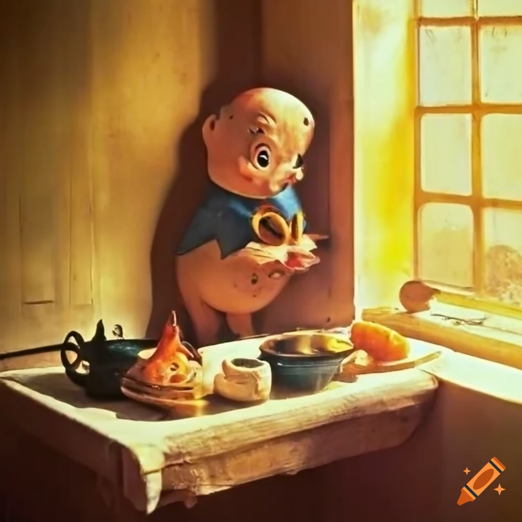 vintage farmhouse kitchen with porky pig and chickens