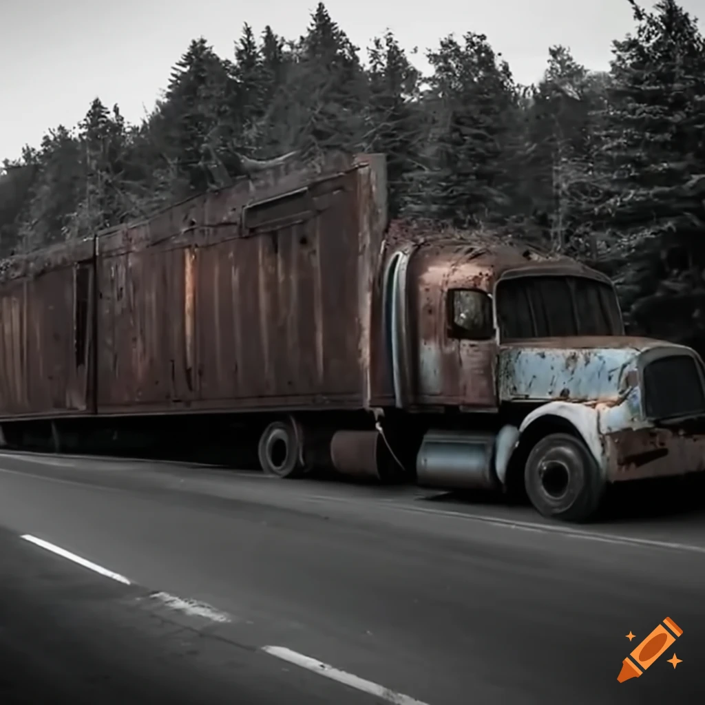 abandoned semi truck running on the highway