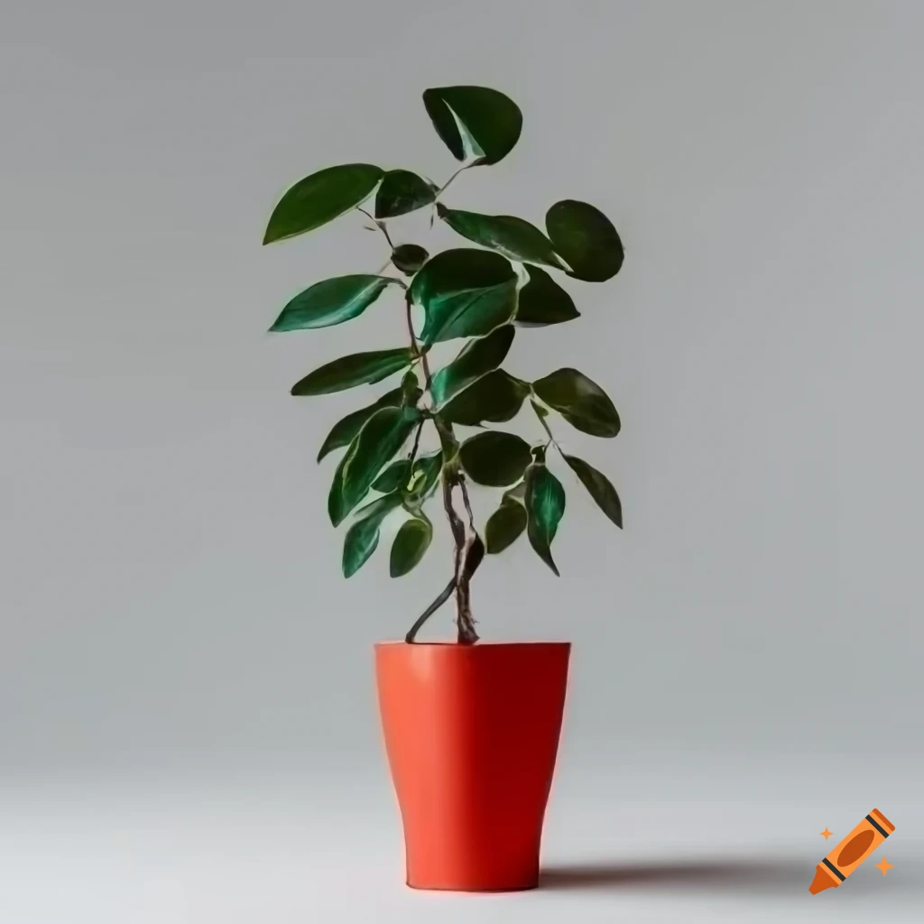 indoor plant in a red pot on a white background