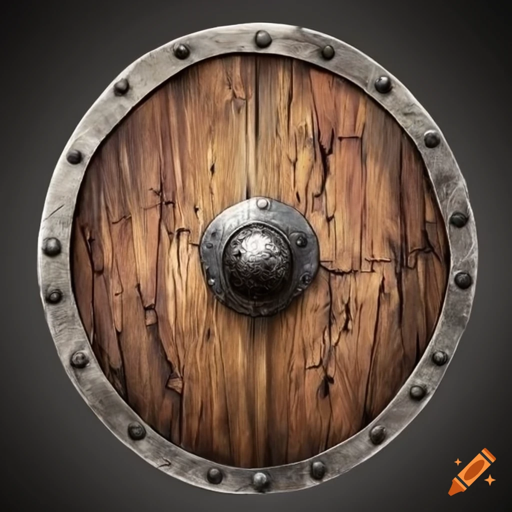 weathered medieval wooden shield