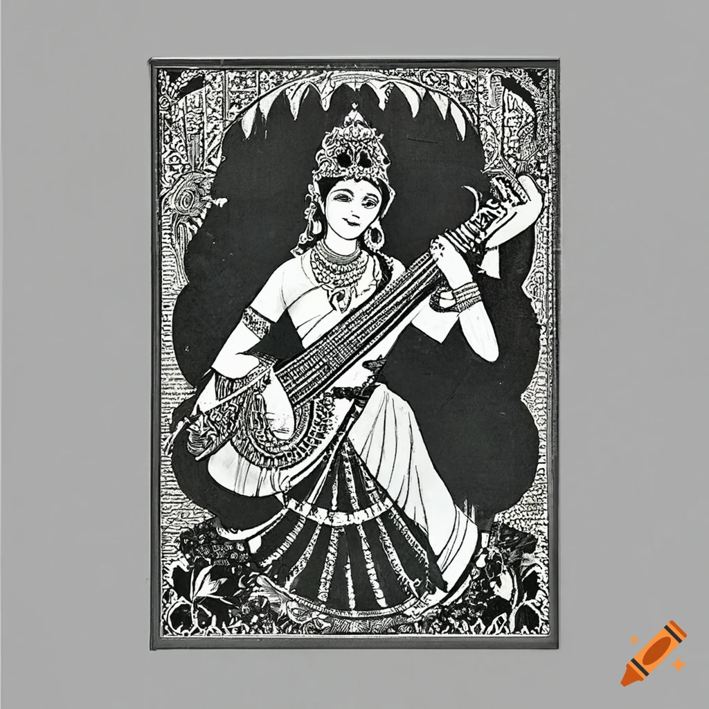 POSTERMAL Poster Maa Saraswati Beautiful Sketch Photo Picture sl-3697 (Wall  Poster, 13x19 Inches, Matte Paper, Multicolor) : Amazon.in: Home & Kitchen