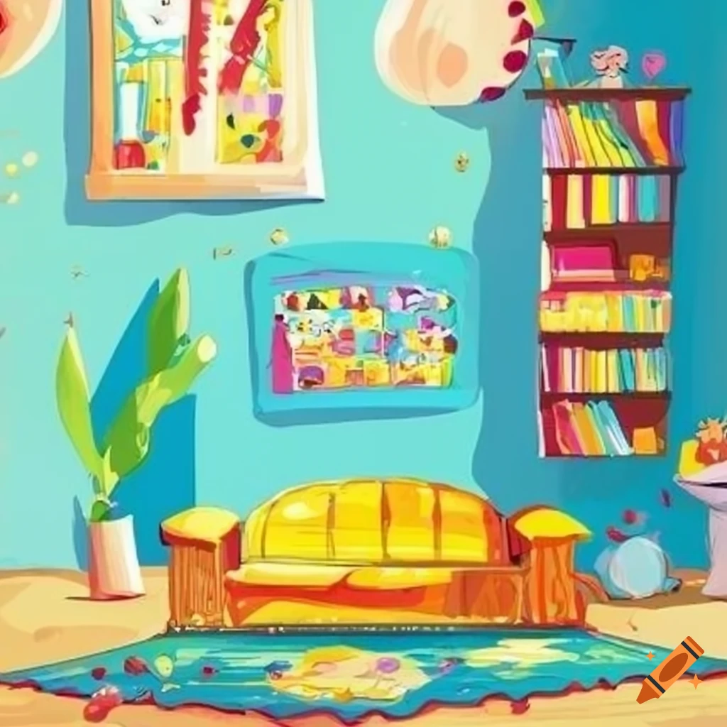 colorful and cute children's book illustration