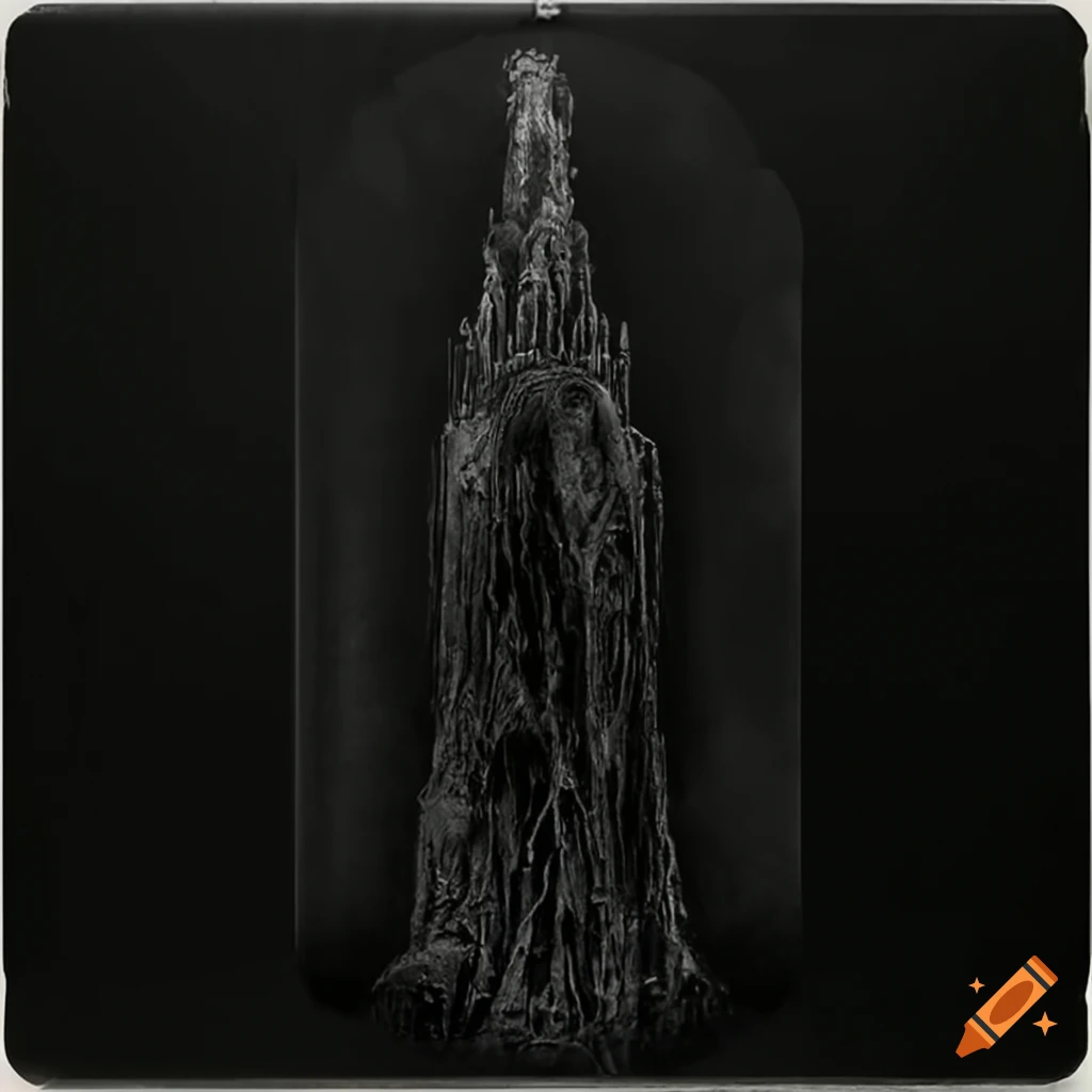 black metal album cover with a monolith