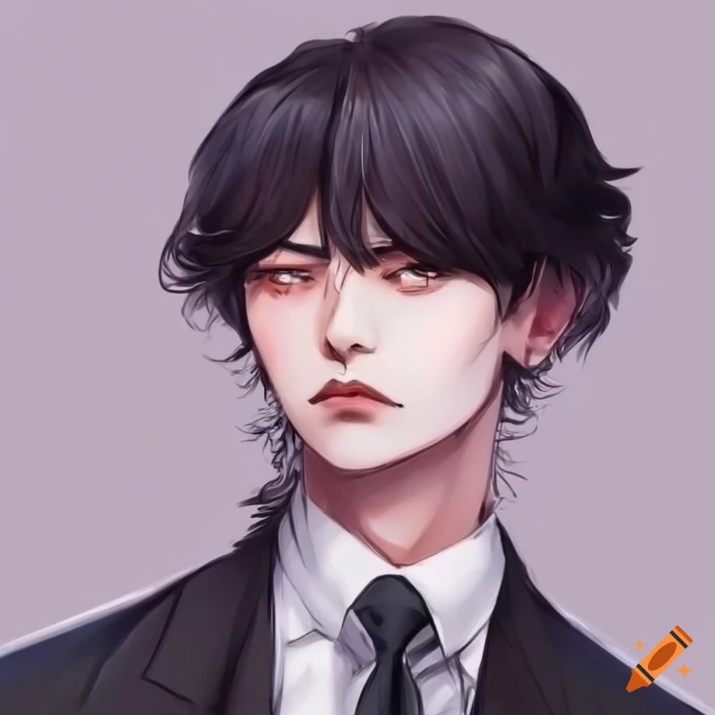 portrait of a sad man with long dark hair
