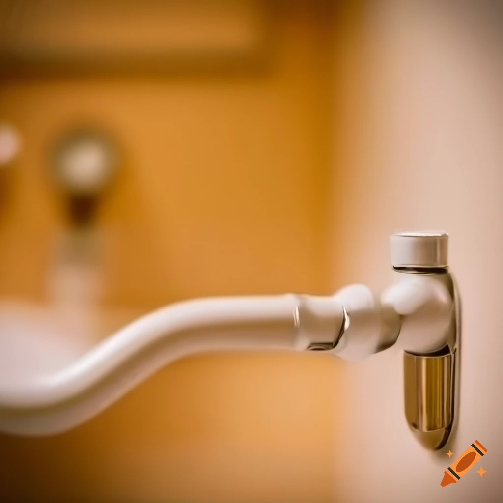 close up of a warm colored plumbing in a public restroom