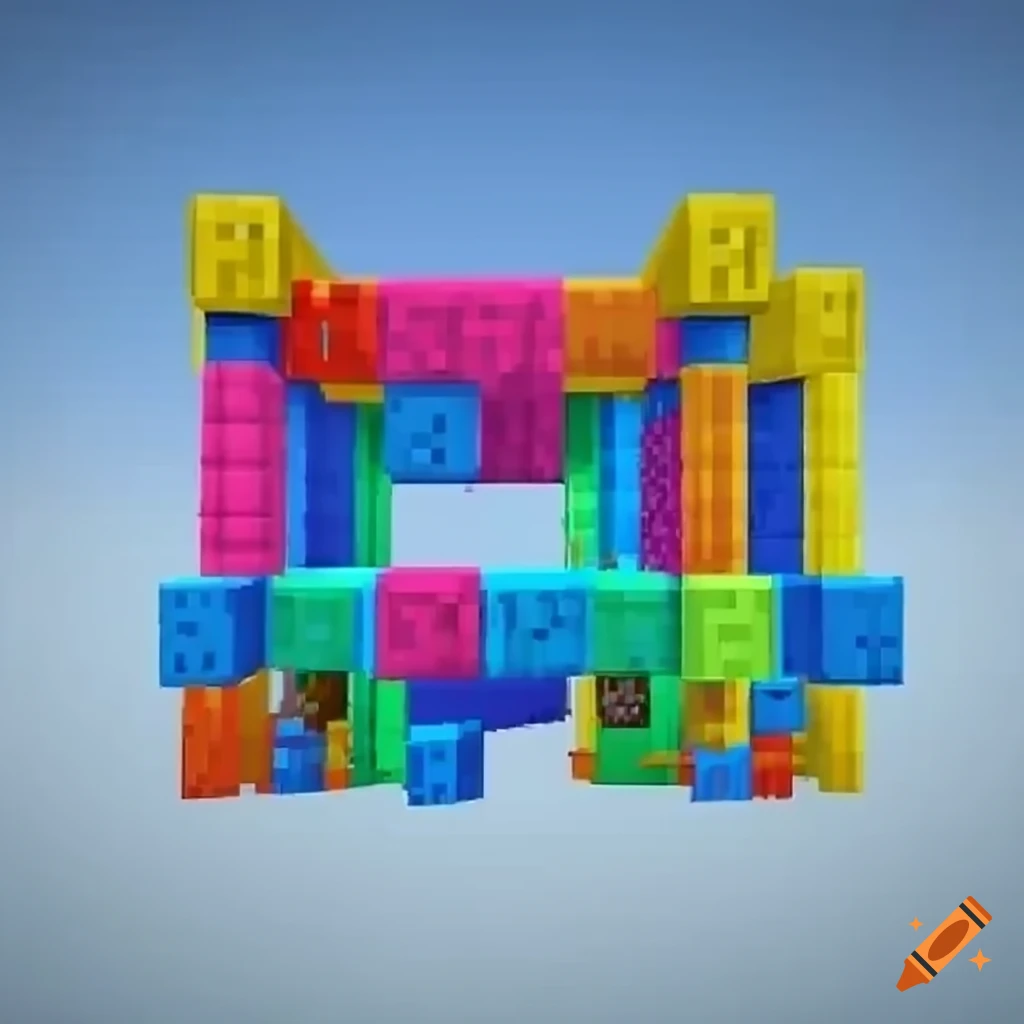 colorful tubes in the sky in Minecraft