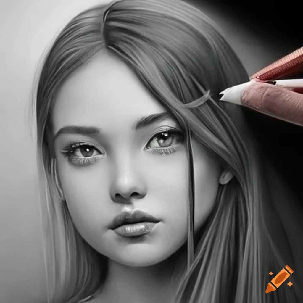 realistic pencil art of a girl with lifelike detail