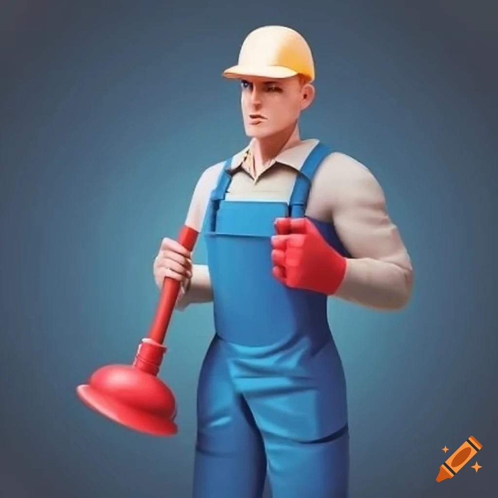 plumber holding a plunger