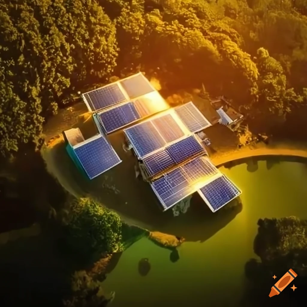 aerial view of innovative solar-powered houses