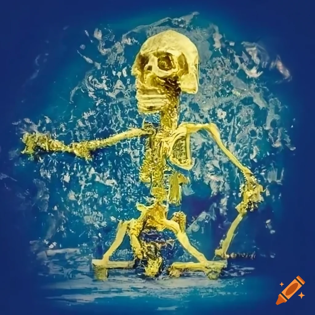 Bismuth crystal skeleton with liquid gold on Craiyon