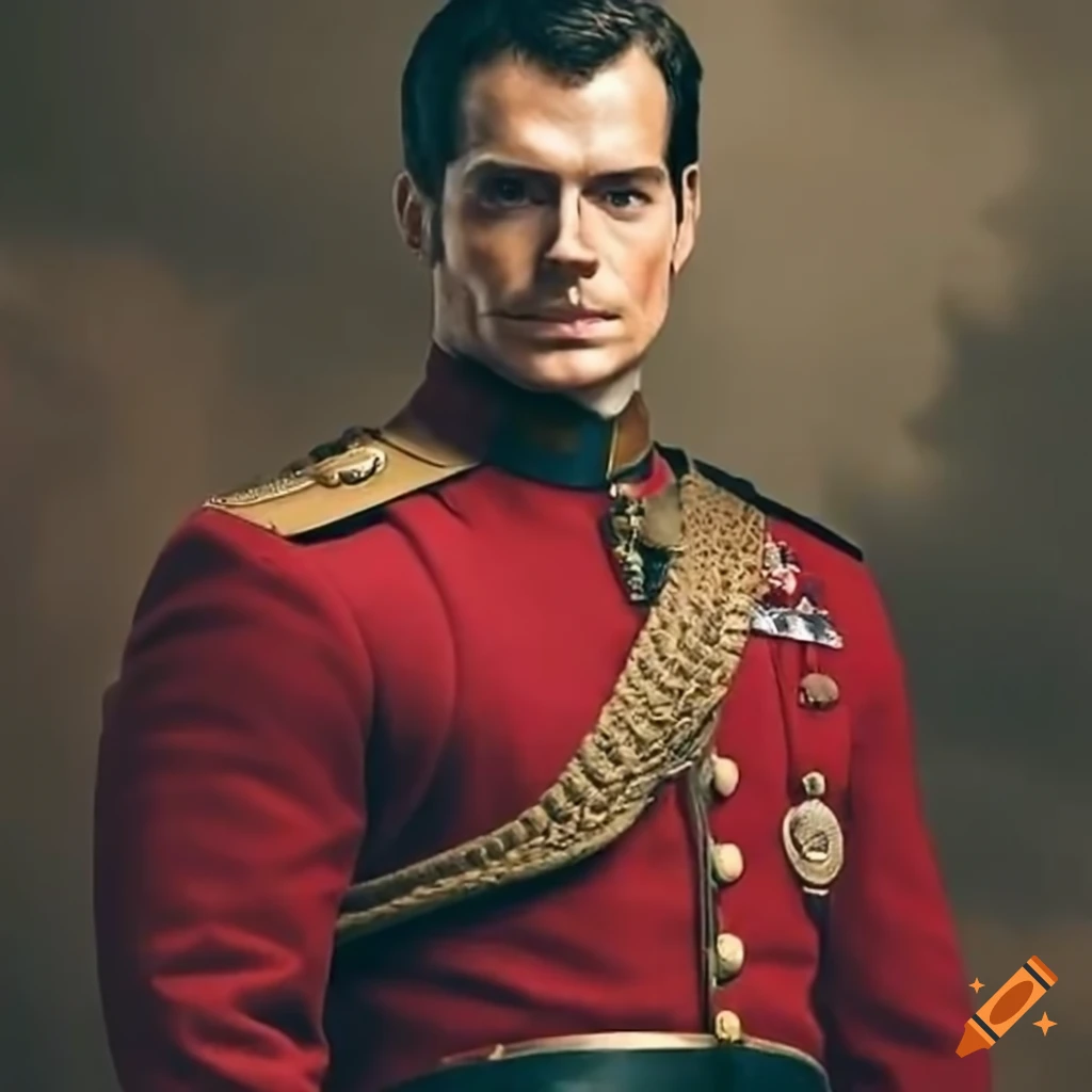 Henry Cavill in red coat British military uniform