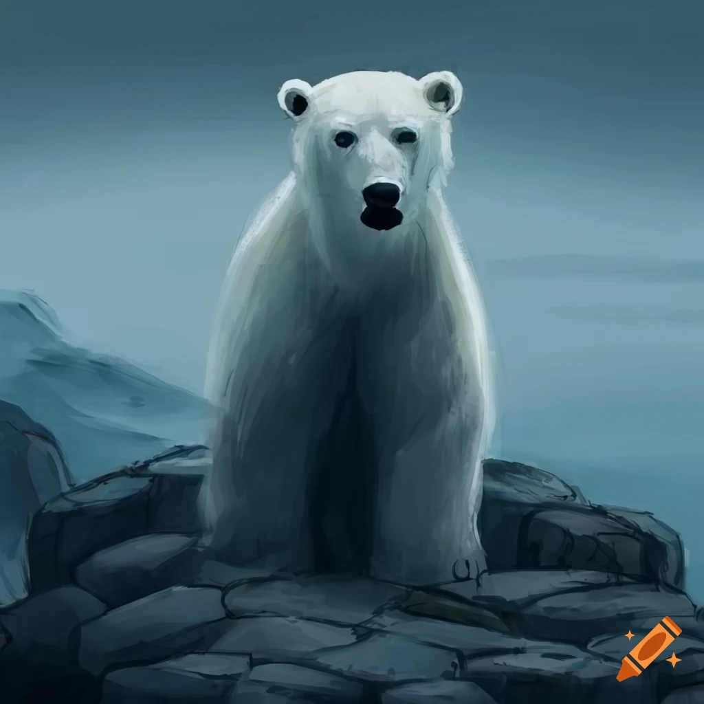 polar bear on the giants causeway artwork