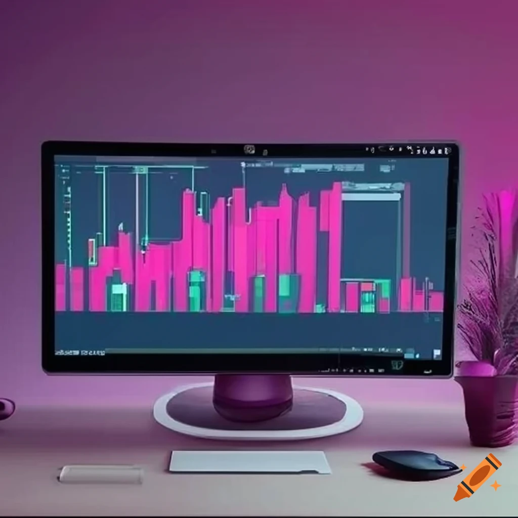 minimalistic burgundy themed trading setup