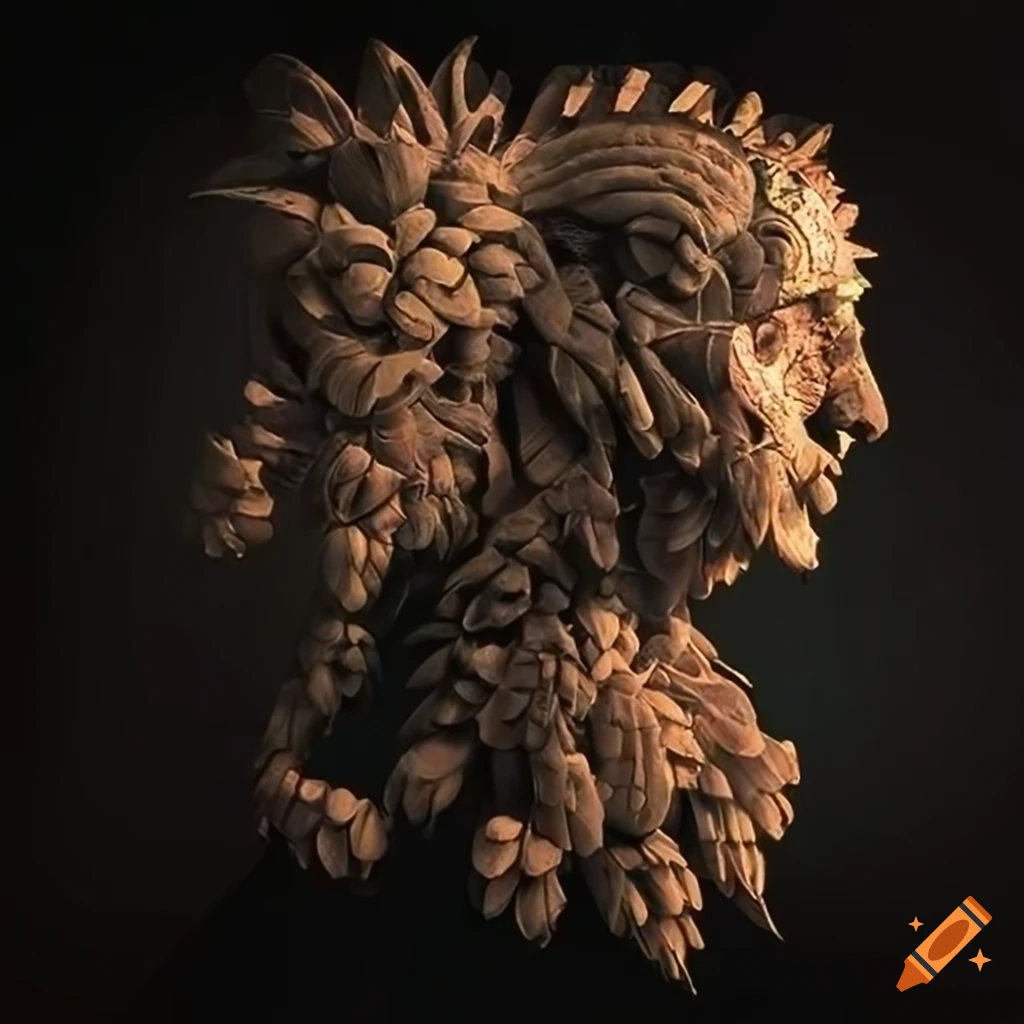 detailed moth carving in architectural stave style