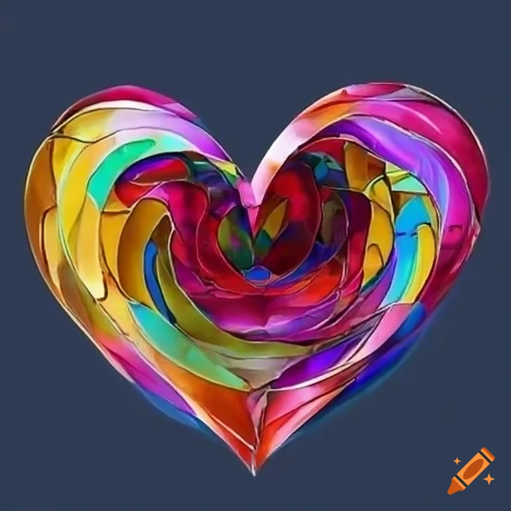 vibrantly colored stained glass heart