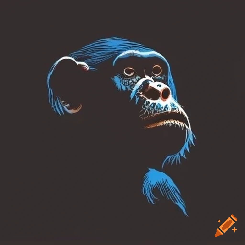 artistic silhouette of a chimpanzee