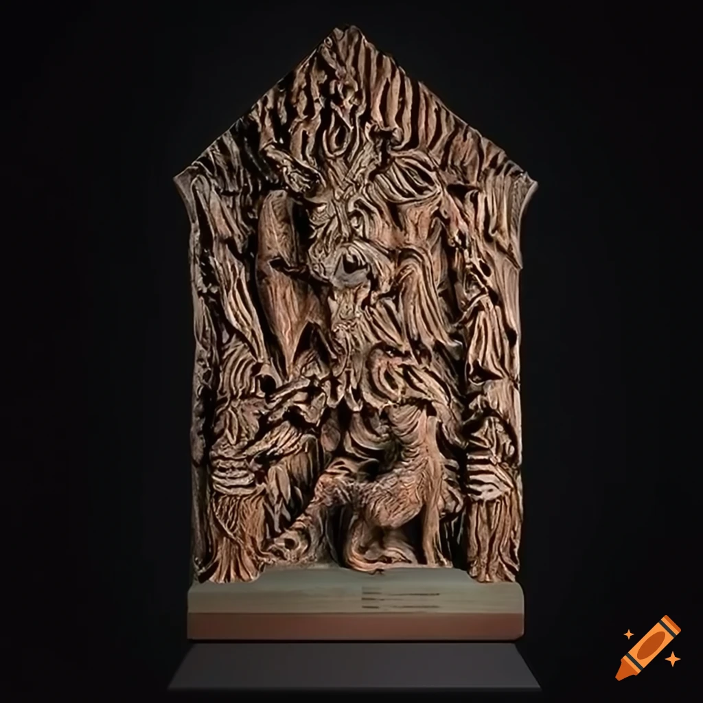 hD carving of a moth werewolf motif