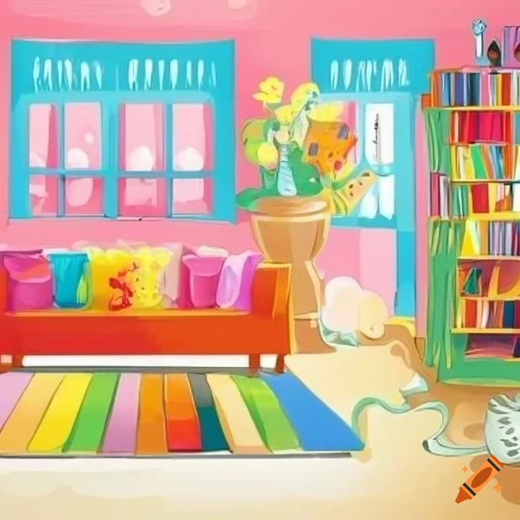 colorful and cute children's book illustration