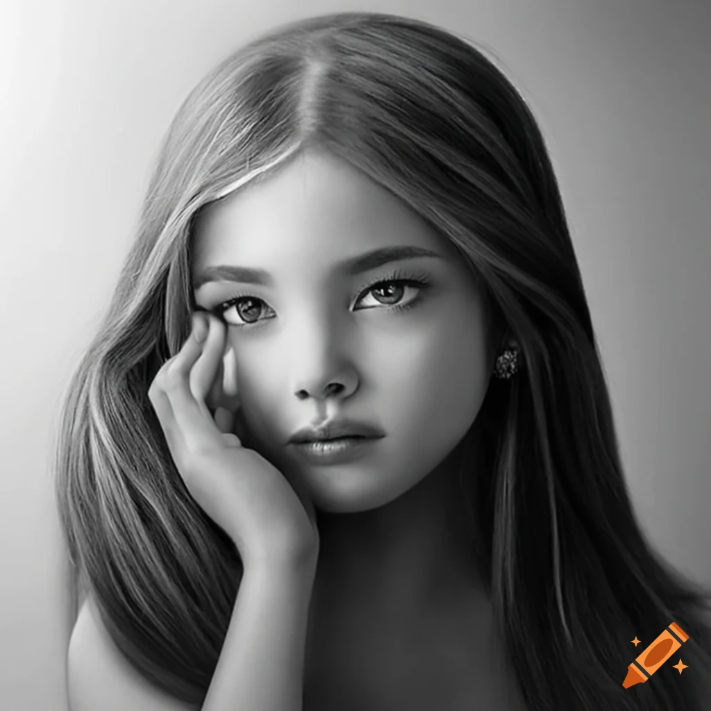 photorealistic pencil art of a girl