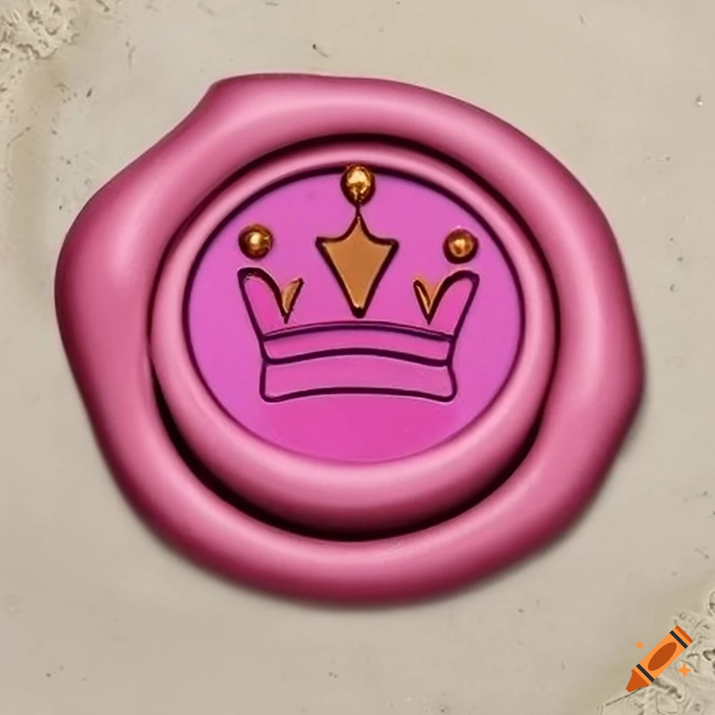 pink wax seal with crown symbol