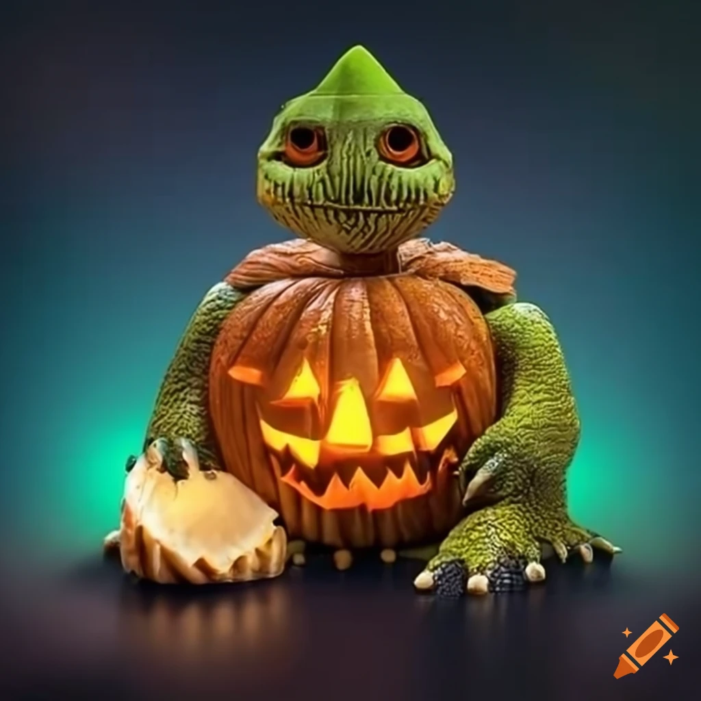 turtle with a pumpkin-shaped shell