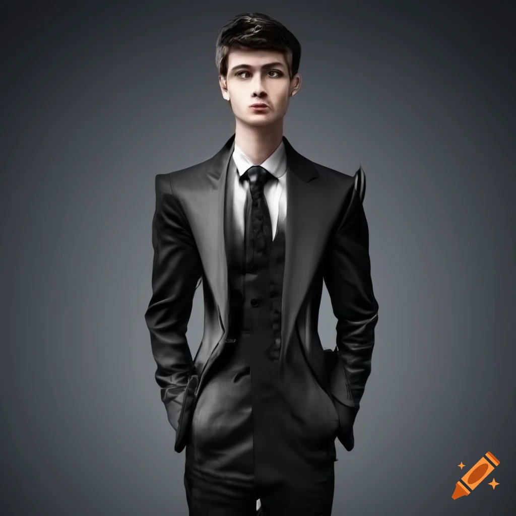 stylish man in a black suit with open jacket